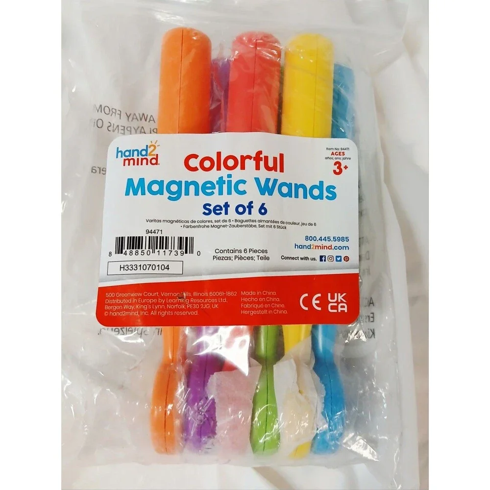 hand2mind Multicolor Magnetic Wands Set of 6 for Kids Ages 3-4 Years